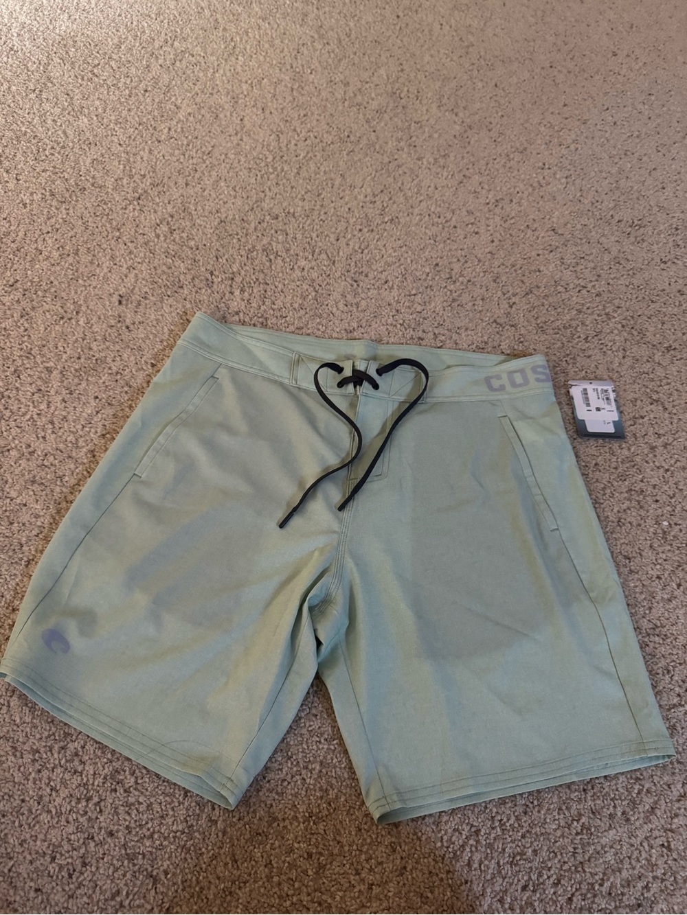 Costa Men's Light Sage Athletic Shorts with Black Drawstring